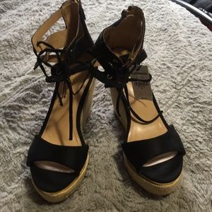 Zip up and Tie at the ankle Wedges